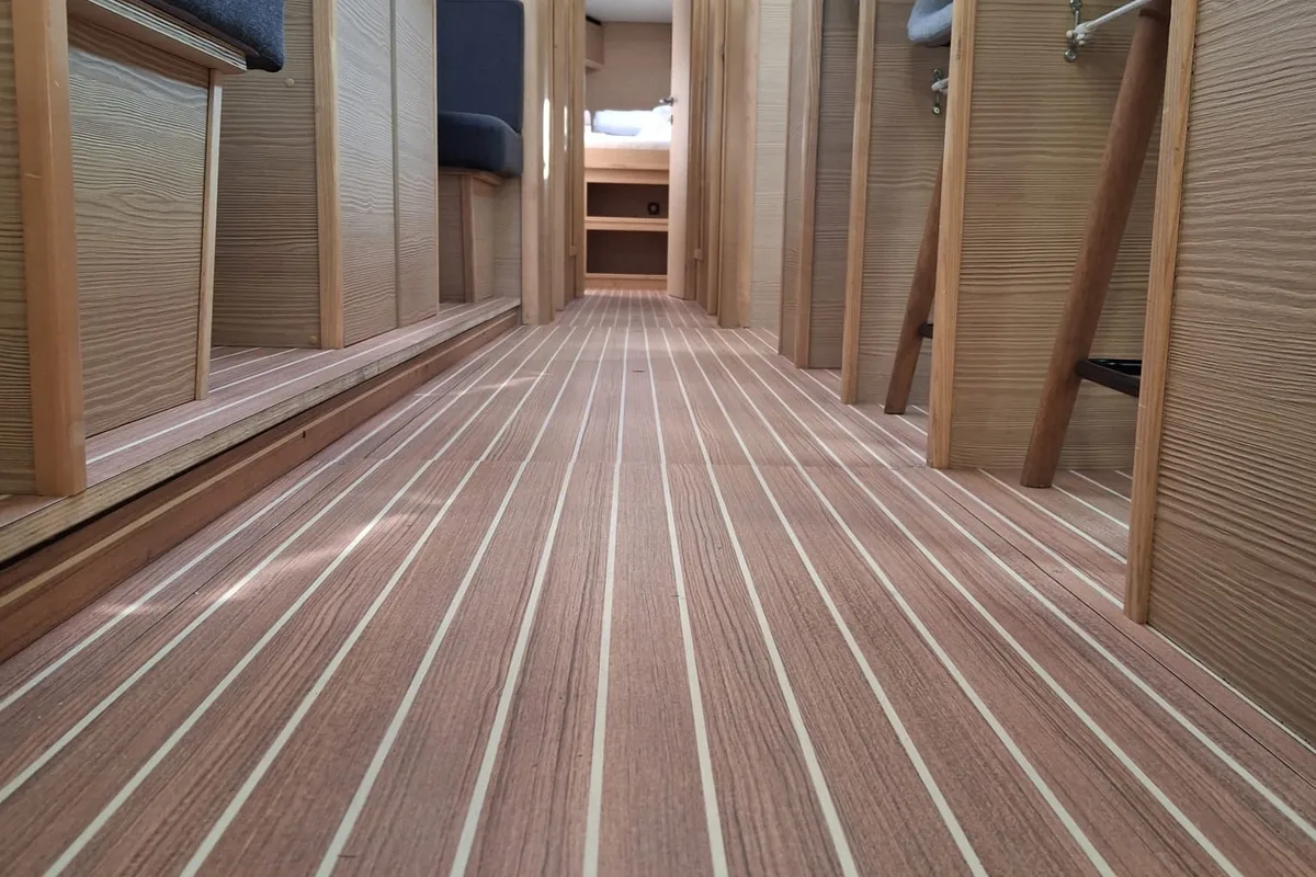 Salon of IRISA, a D&D Kufner 56 sailboat at Grad Trogir, Croatia