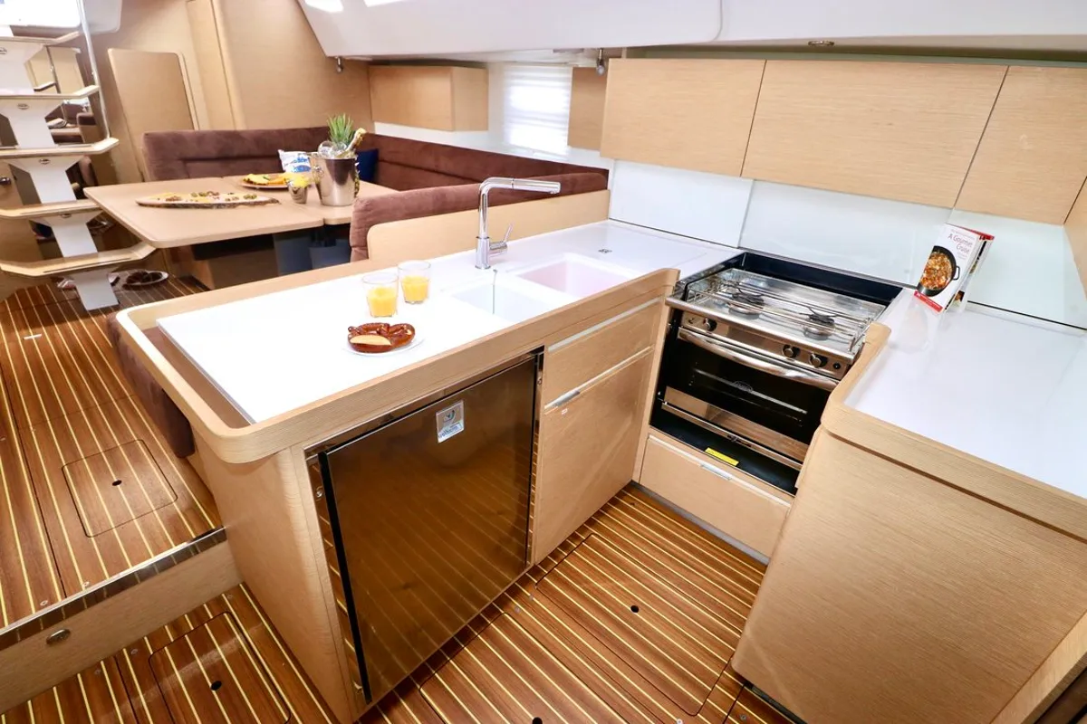 Galley of Sofia I, a Elan Impression 50 sailboat at Grad Kaštela, Croatia