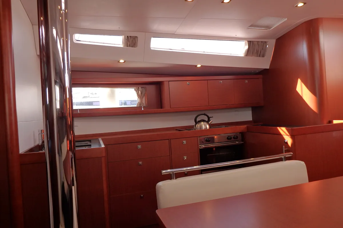 Salon of Joy, a Beneteau Oceanis 48 sailboat at Municipal Unit of Lefkada, Greece