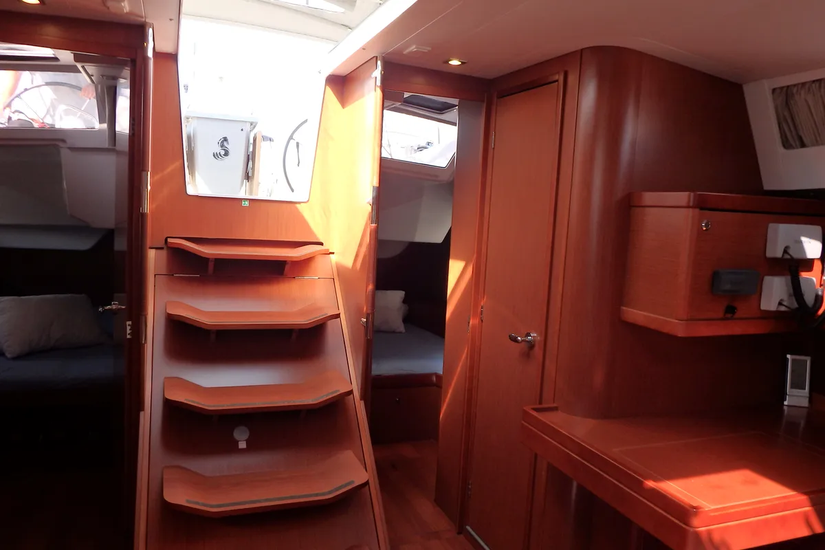 Salon of Joy, a Beneteau Oceanis 48 sailboat at Municipal Unit of Lefkada, Greece