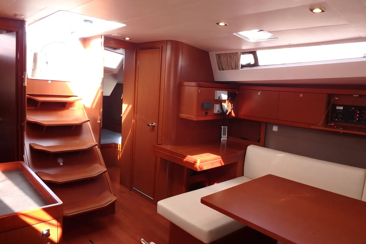 Salon of Joy, a Beneteau Oceanis 48 sailboat at Municipal Unit of Lefkada, Greece