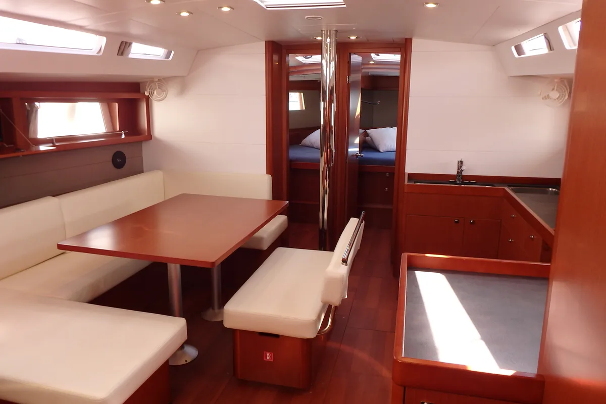 Salon of Joy, a Beneteau Oceanis 48 sailboat at Municipal Unit of Lefkada, Greece