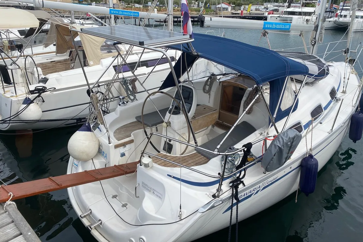 Exterior view of Sara, a Bavaria 30 Cruiser sailboat at Punat, Croatia