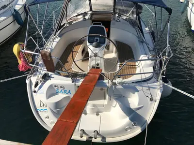 Cockpit of Sara, a Bavaria 30 Cruiser sailboat at Punat, Croatia