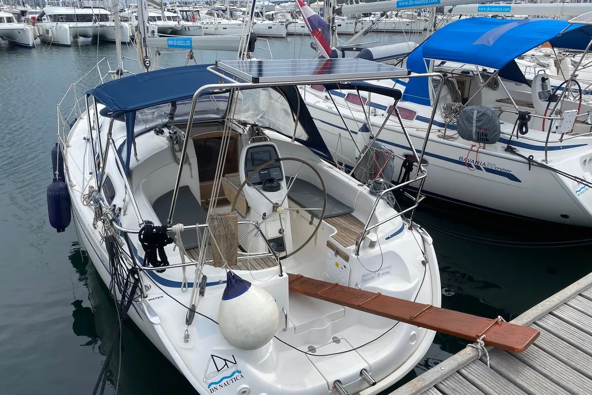 Exterior view of Sara, a Bavaria 30 Cruiser sailboat at Punat, Croatia