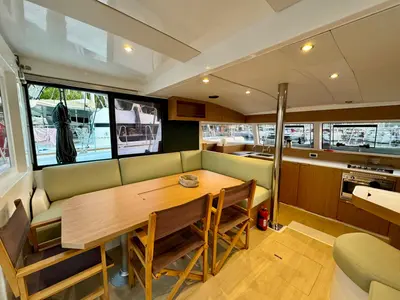 Salon of Sail Dorado, a Bali Catsmart catamaran at Fethiye, Turkey