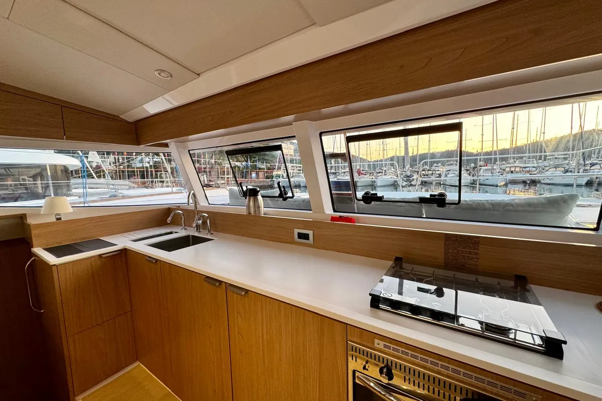 Galley of Sail Dorado, a Bali Catsmart catamaran at Fethiye, Turkey