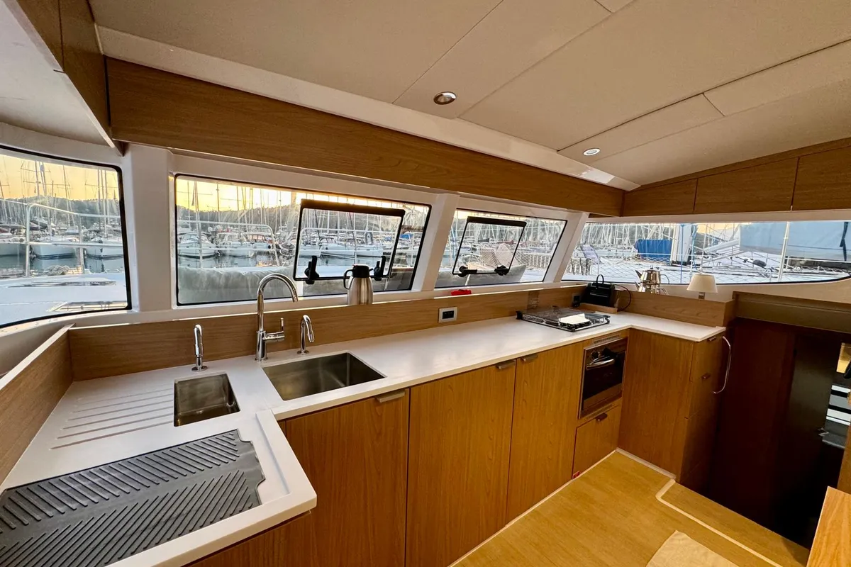 Galley of Sail Dorado, a Bali Catsmart catamaran at Fethiye, Turkey