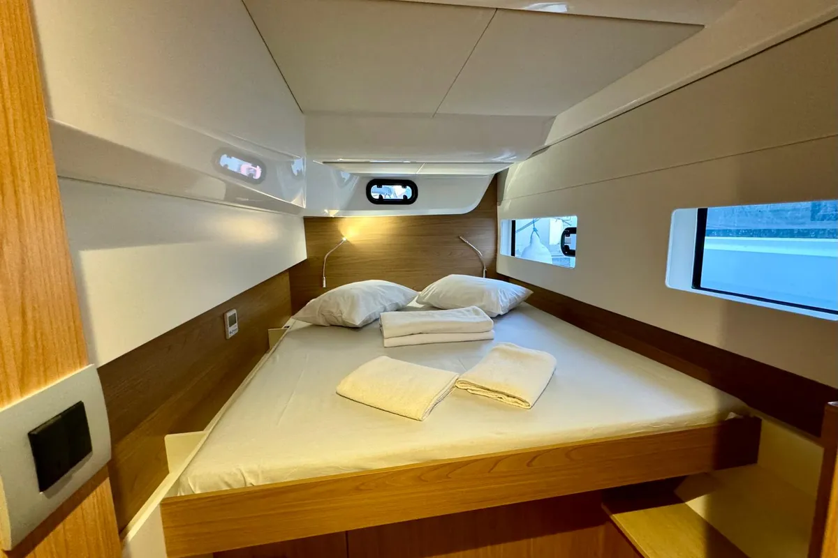 Cabin on Sail Dorado, a Bali Catsmart catamaran at Fethiye, Turkey