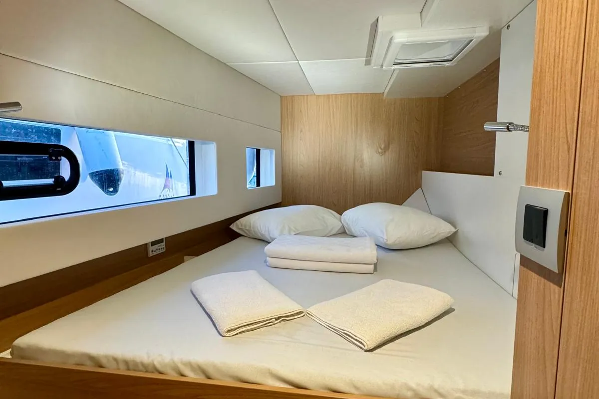 Cabin on Sail Dorado, a Bali Catsmart catamaran at Fethiye, Turkey