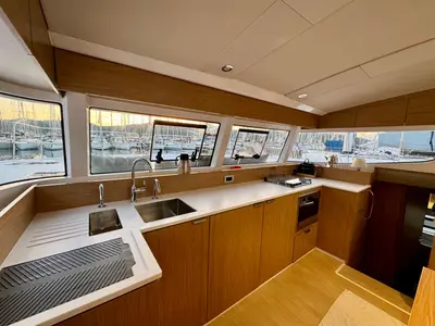 Galley of Sail Dorado, a Bali Catsmart catamaran at Fethiye, Turkey