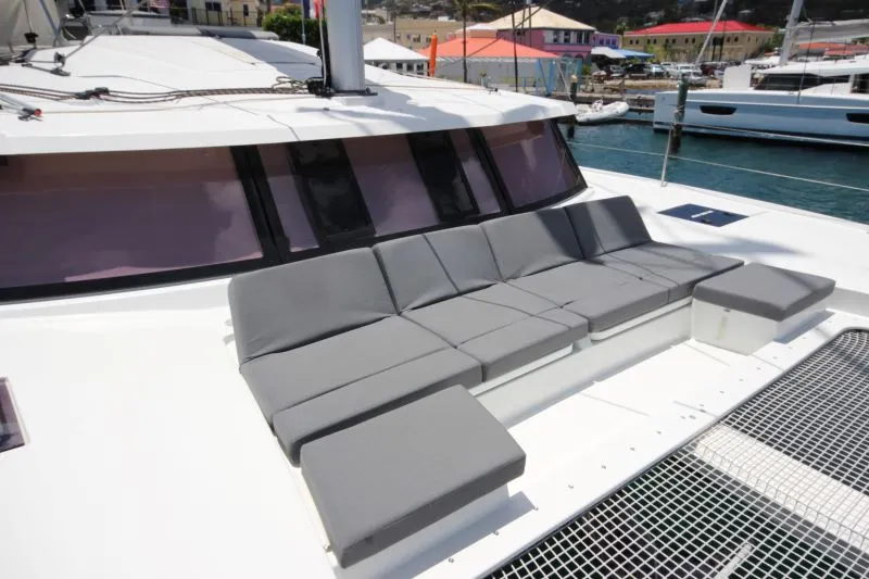 Deck of Maho, a Fountaine Pajot Astréa 42 catamaran at Road Town, British Virgin Islands
