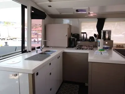 Galley of Maho, a Fountaine Pajot Astréa 42 catamaran at Road Town, British Virgin Islands