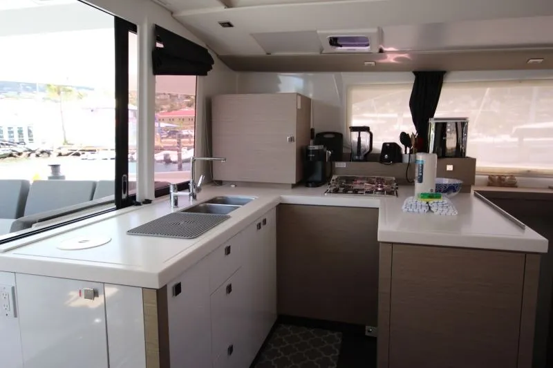 Galley of Maho, a Fountaine Pajot Astréa 42 catamaran at Road Town, British Virgin Islands