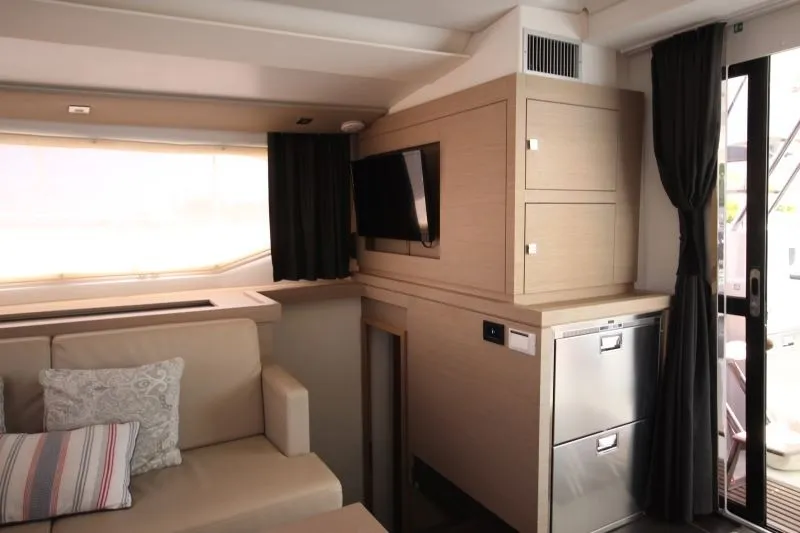 Salon of Maho, a Fountaine Pajot Astréa 42 catamaran at Road Town, British Virgin Islands