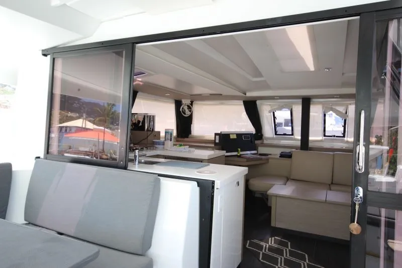 Salon of Maho, a Fountaine Pajot Astréa 42 catamaran at Road Town, British Virgin Islands