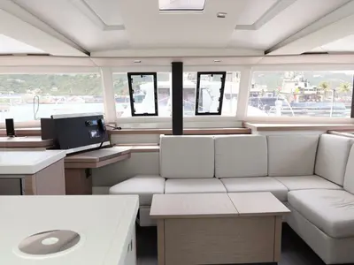 Salon of Penny Lane, a Fountaine Pajot Astrea 42 catamaran at Road Town, British Virgin Islands