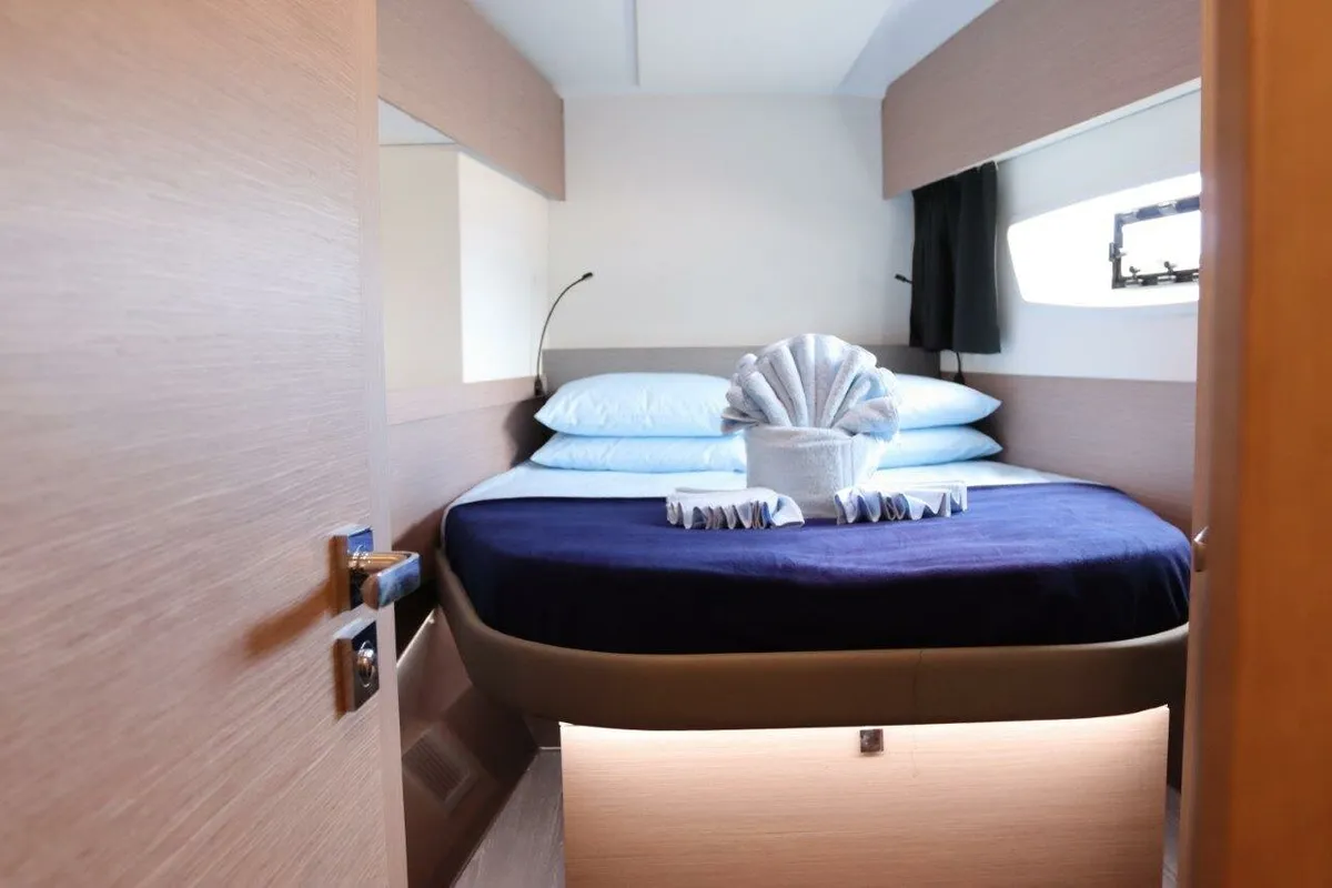 Cabin on Penny Lane, a Fountaine Pajot Astrea 42 catamaran at Road Town, British Virgin Islands