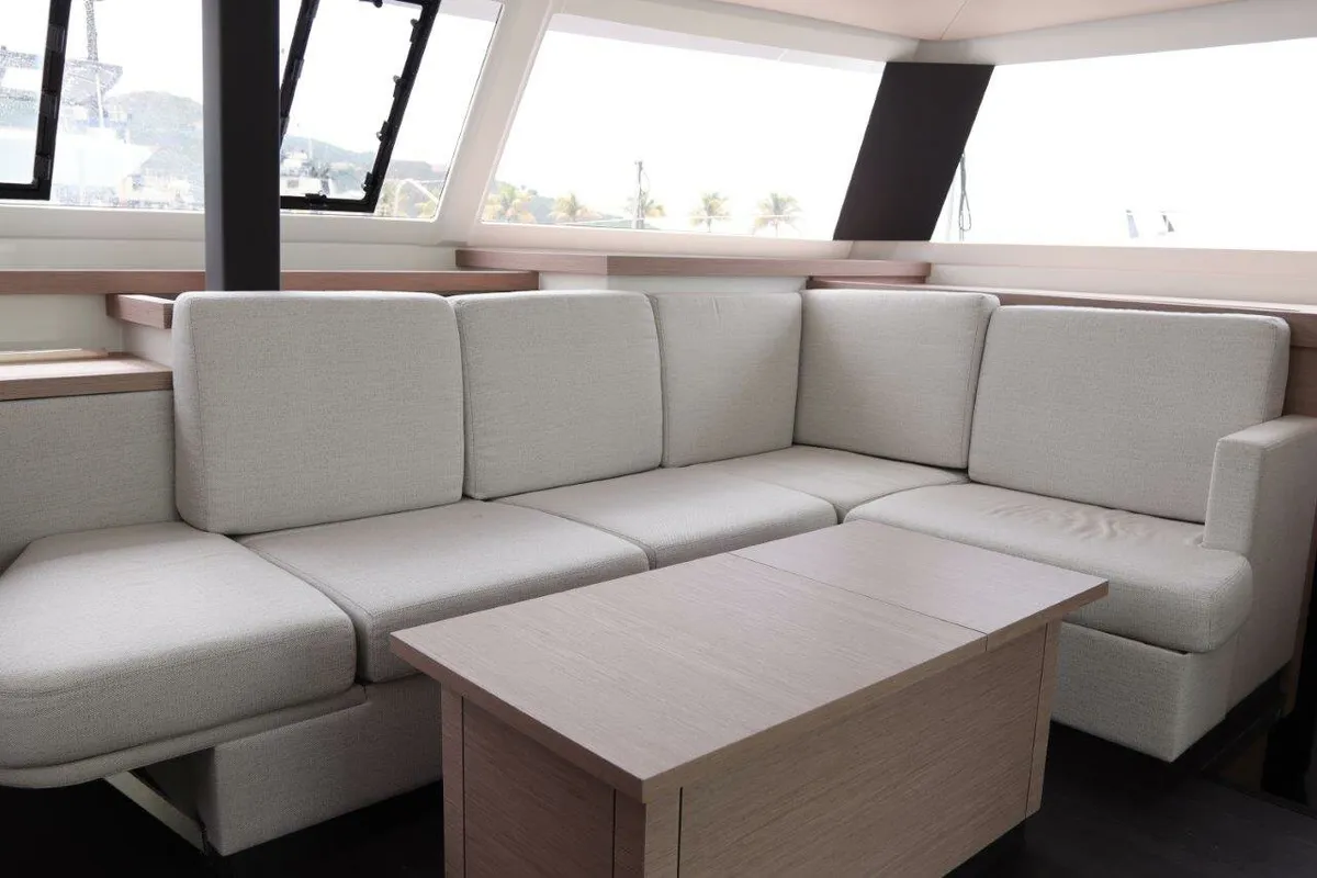 Salon of Penny Lane, a Fountaine Pajot Astrea 42 catamaran at Road Town, British Virgin Islands