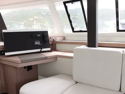 Cockpit of Penny Lane, a Fountaine Pajot Astrea 42 catamaran at Road Town, British Virgin Islands