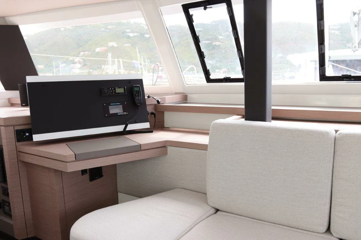 Cockpit of Penny Lane, a Fountaine Pajot Astrea 42 catamaran at Road Town, British Virgin Islands