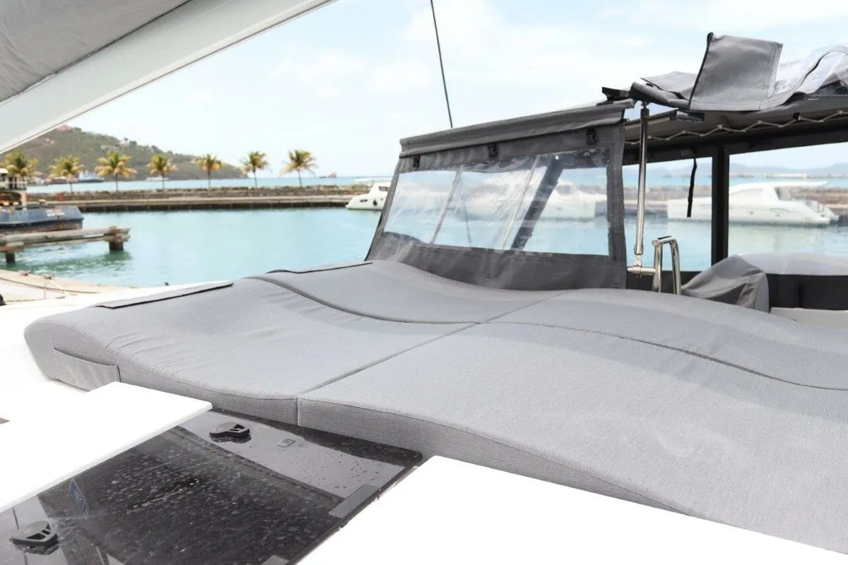Deck of Penny Lane, a Fountaine Pajot Astrea 42 catamaran at Road Town, British Virgin Islands