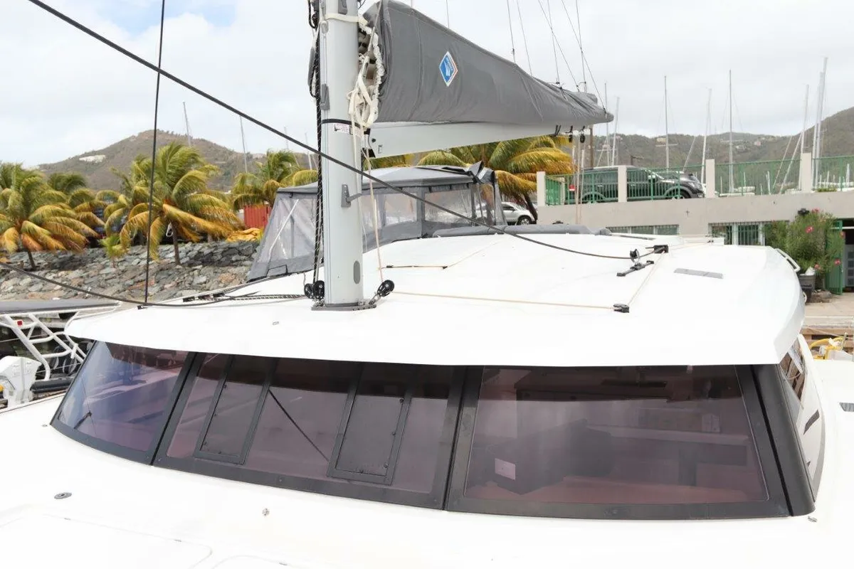 Exterior view of Penny Lane, a Fountaine Pajot Astrea 42 catamaran at Road Town, British Virgin Islands
