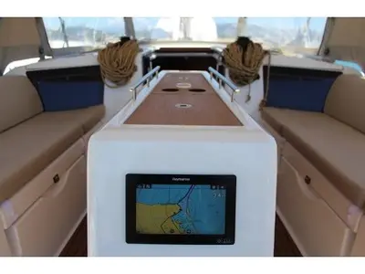 Cockpit of Why Not 14, a Dufour 390 sailboat at Municipal Unit of Lefkada, Greece