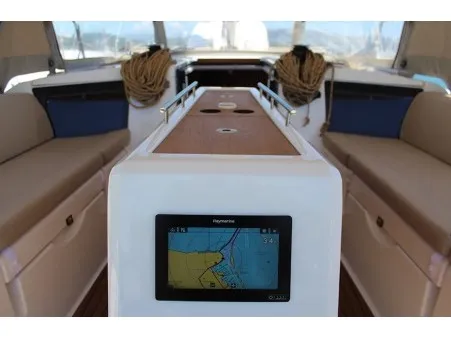 Cockpit of Why Not 14, a Dufour 390 sailboat at Municipal Unit of Lefkada, Greece