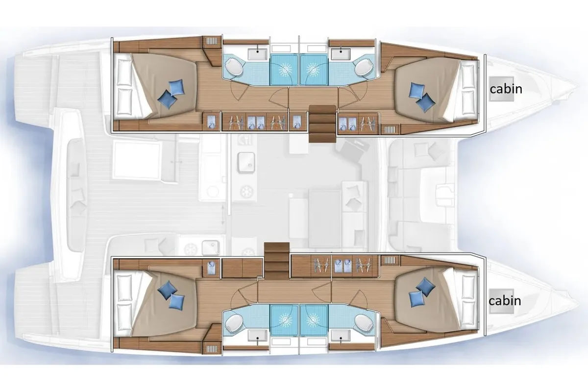 Floor plan of Lily, a Lagoon 46 catamaran at Alameda, United States