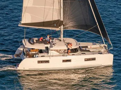Exterior view of Lily, a Lagoon 46 catamaran at Alameda, United States