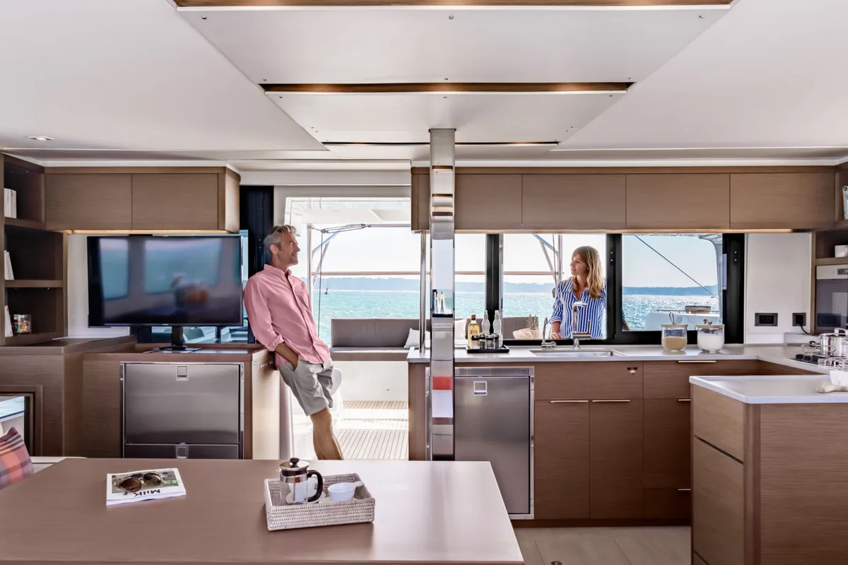 Salon of Lily, a Lagoon 46 catamaran at Alameda, United States