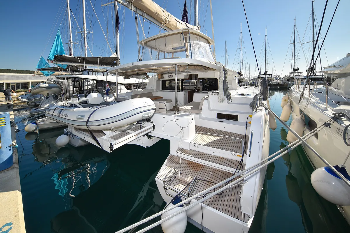 Exterior view of MAJESTIC, a Lagoon 46 catamaran at Općina Sukošan, Croatia