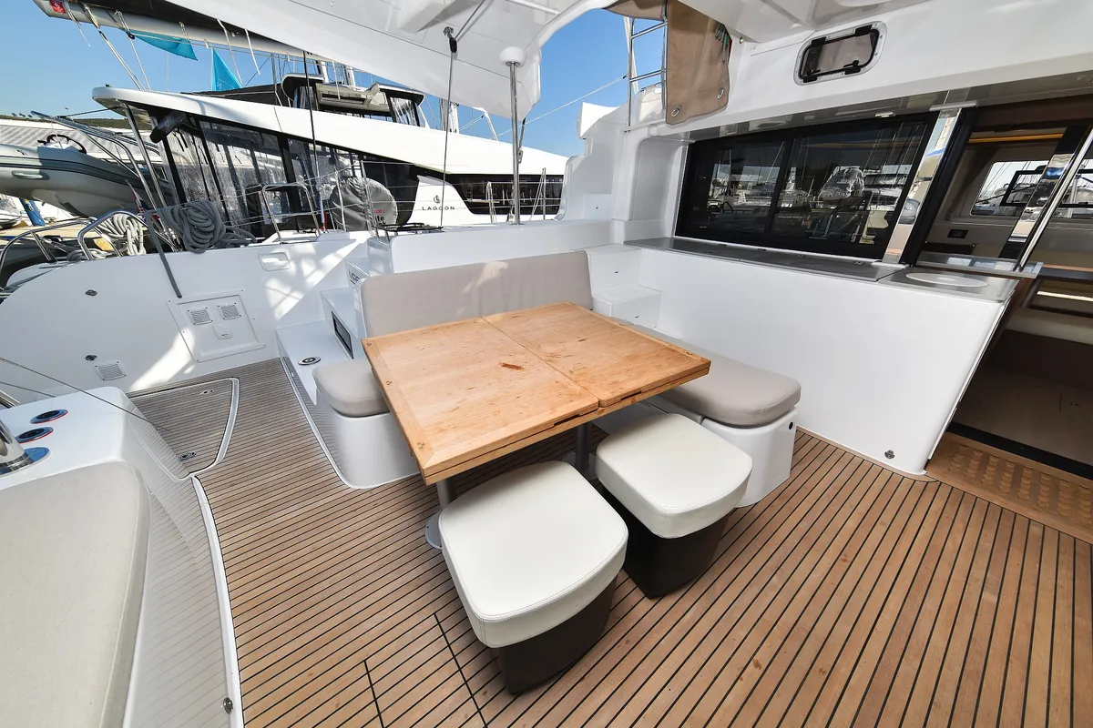 Deck of MAJESTIC, a Lagoon 46 catamaran at Općina Sukošan, Croatia
