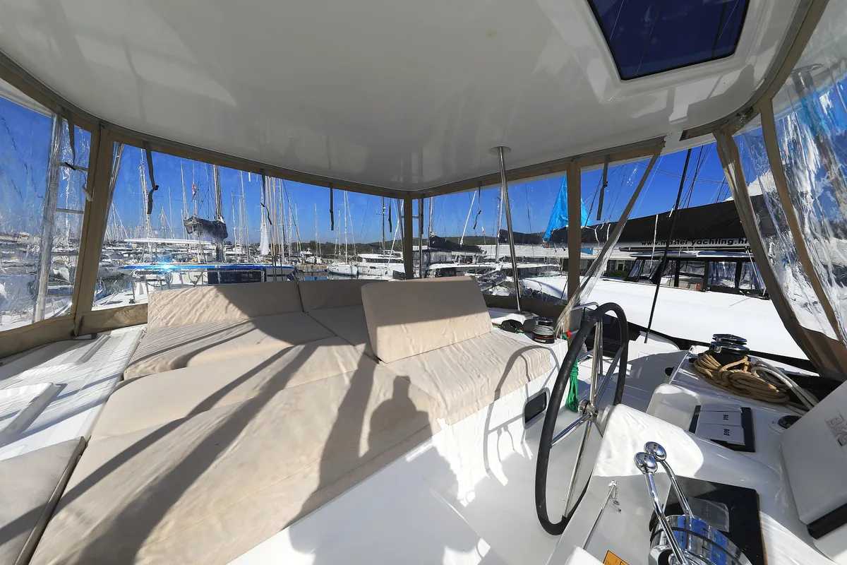 Cockpit of MAJESTIC, a Lagoon 46 catamaran at Općina Sukošan, Croatia