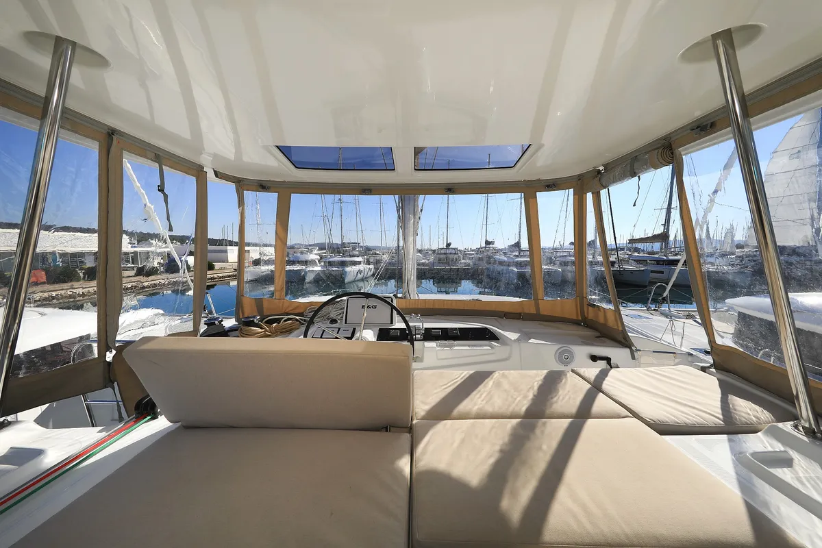 Cockpit of MAJESTIC, a Lagoon 46 catamaran at Općina Sukošan, Croatia