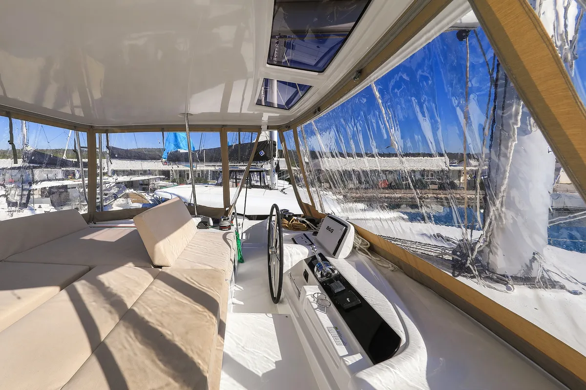 Cockpit of MAJESTIC, a Lagoon 46 catamaran at Općina Sukošan, Croatia