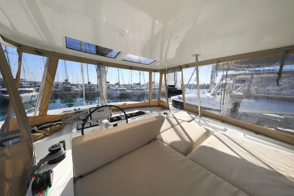 Cockpit of MAJESTIC, a Lagoon 46 catamaran at Općina Sukošan, Croatia