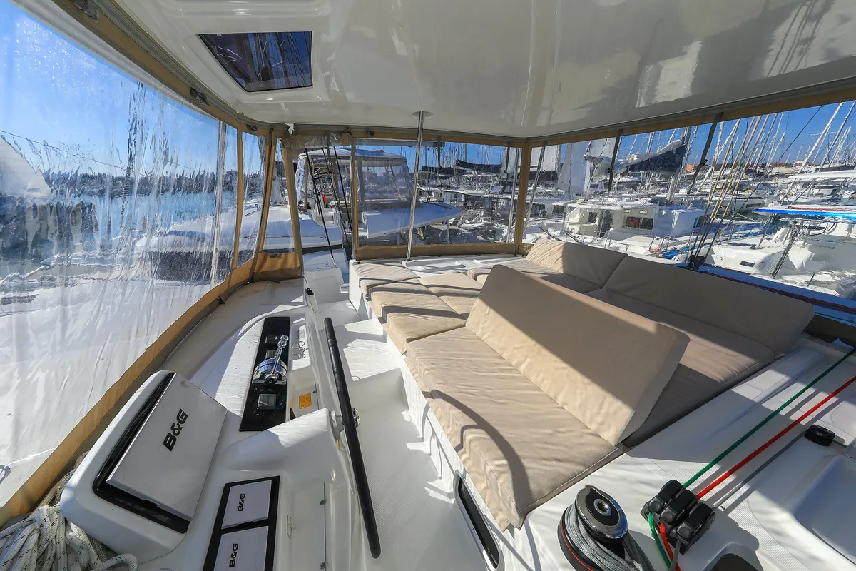 Cockpit of MAJESTIC, a Lagoon 46 catamaran at Općina Sukošan, Croatia