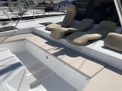 Deck of Kuma, a Bali Catspace catamaran at Salerno, Italy