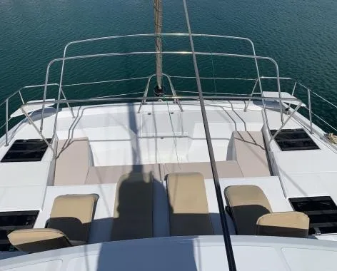 Deck of Kuma, a Bali Catspace catamaran at Salerno, Italy