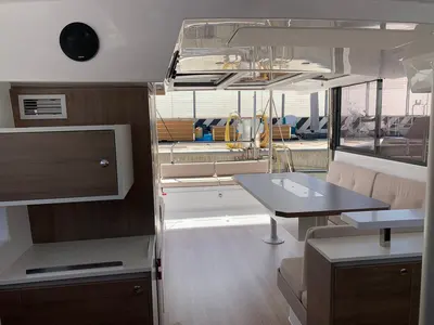 Salon of Kuma, a Bali Catspace catamaran at Salerno, Italy