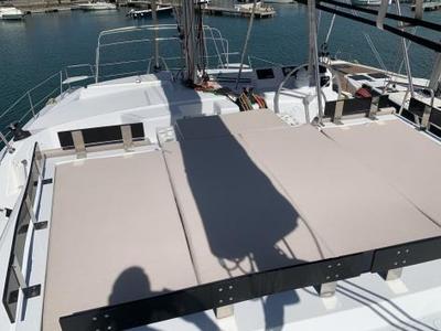 Cockpit of Kuma, a Bali Catspace catamaran at Salerno, Italy