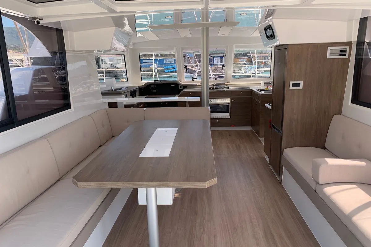 Exterior view of Kuma, a Bali Catspace catamaran at Salerno, Italy