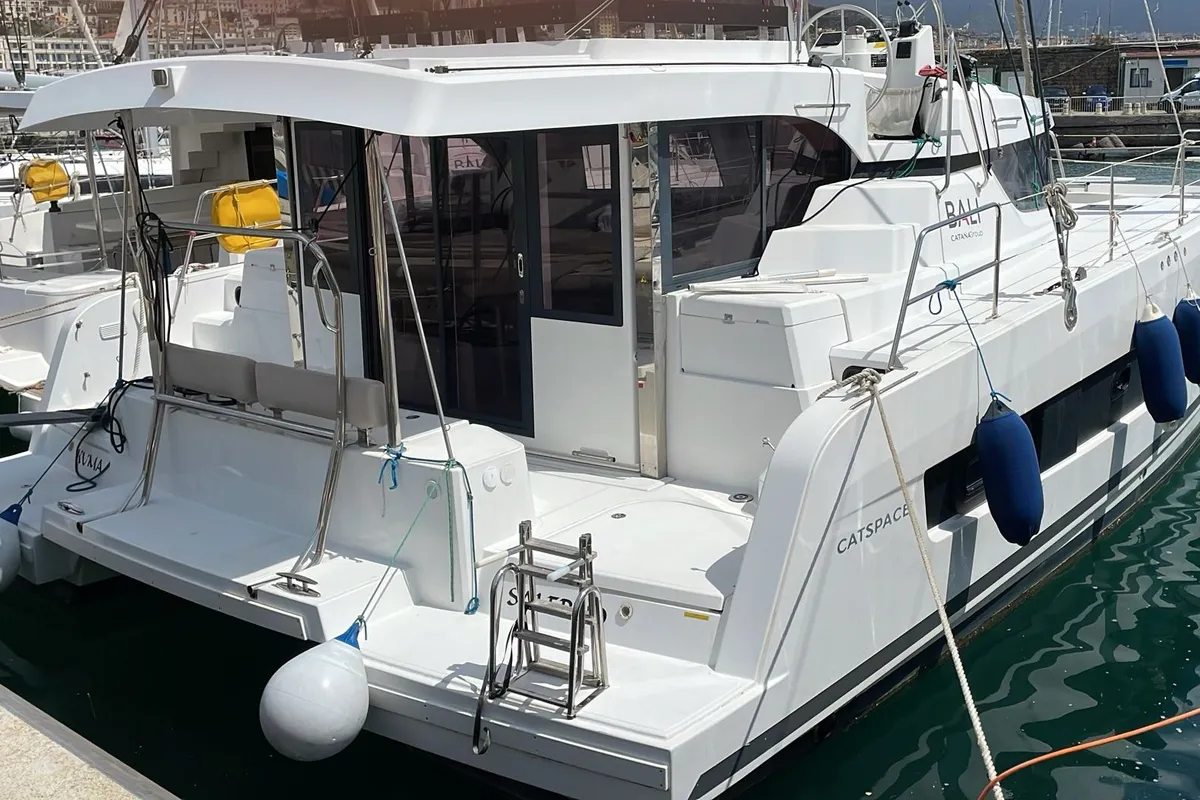 Head on Kuma, a Bali Catspace catamaran at Salerno, Italy