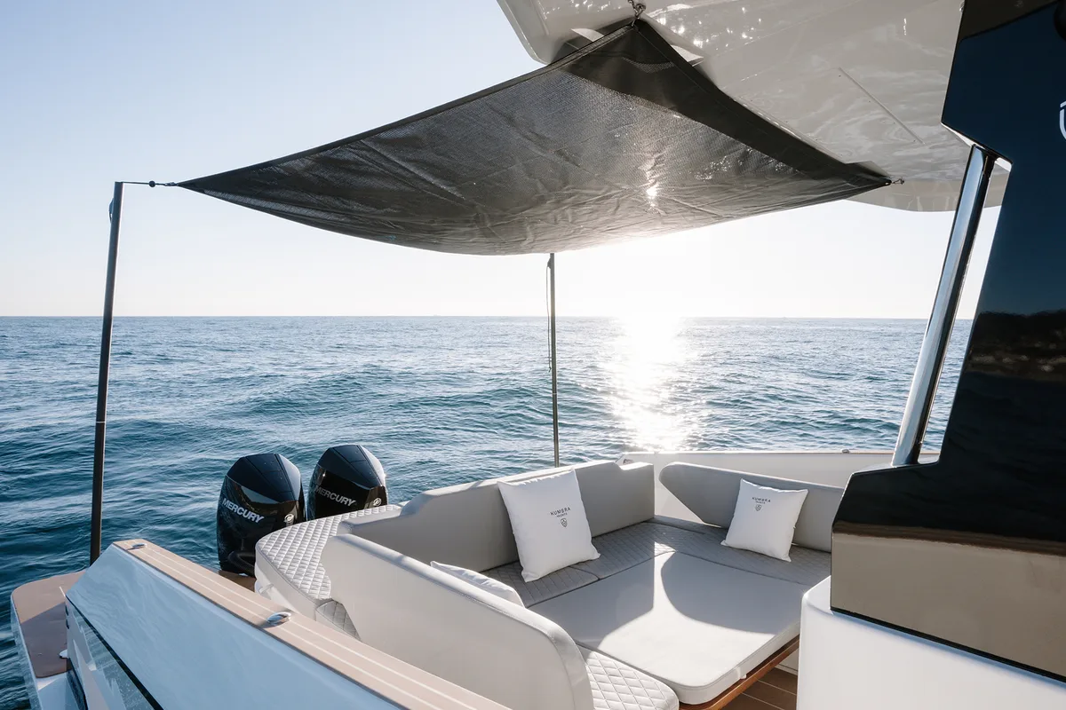 Deck of Origami, a Gulet Motorboat motorboat at Palma de Mallorca, Spain