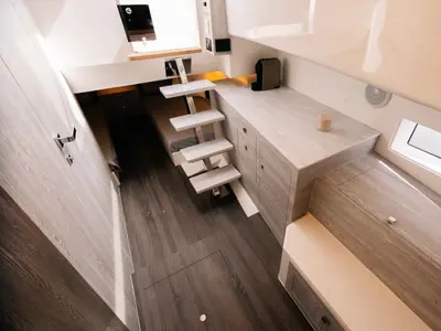 Salon of Origami, a Gulet Motorboat motorboat at Palma de Mallorca, Spain