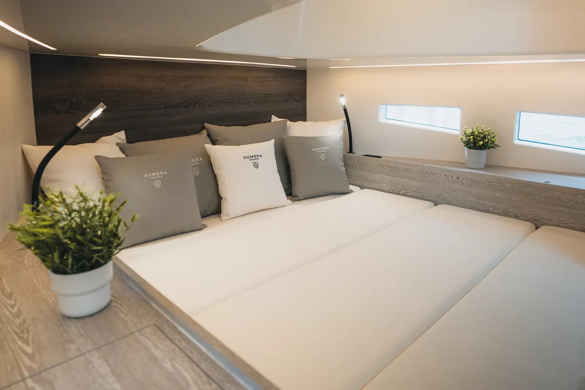 Cabin on Origami, a Gulet Motorboat motorboat at Palma de Mallorca, Spain