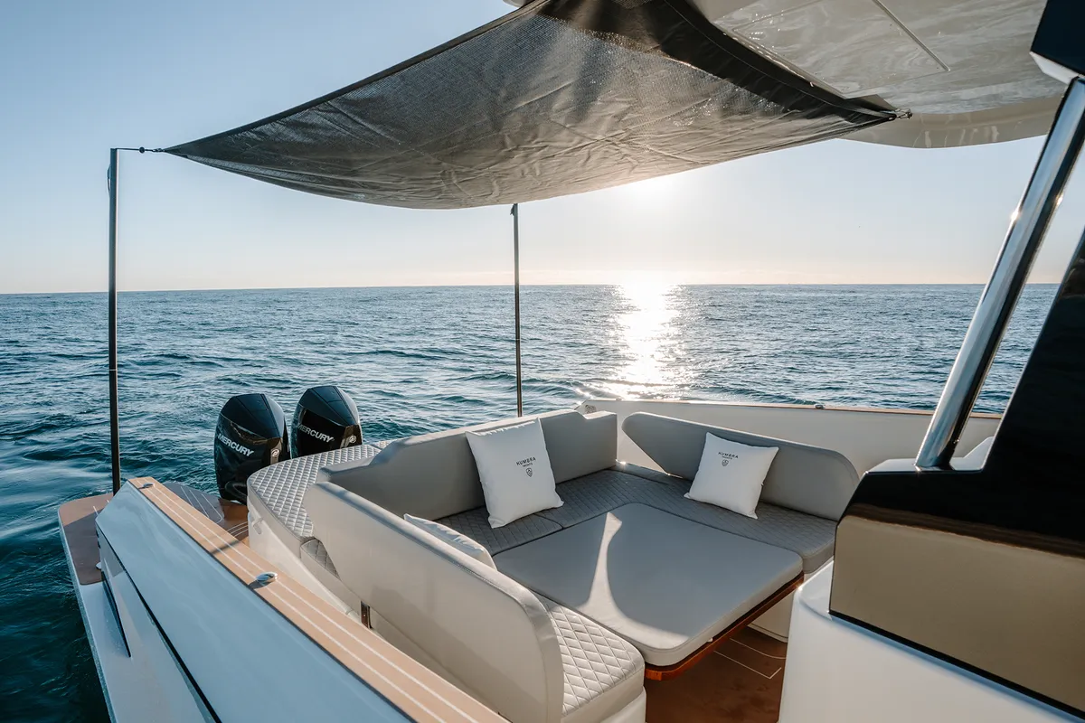 Deck of Origami, a Gulet Motorboat motorboat at Palma de Mallorca, Spain