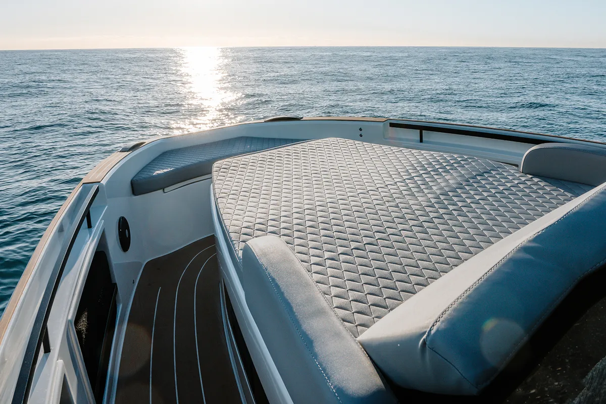 Deck of Origami, a Gulet Motorboat motorboat at Palma de Mallorca, Spain
